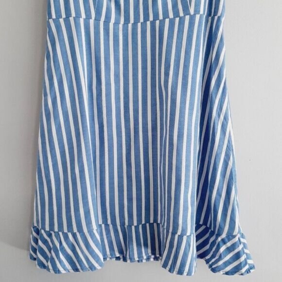 OLD NAVY Cami Fit & Flare Dobby-Stripe Ruffle-Hem Dress Sz M - Picture 4 of 14